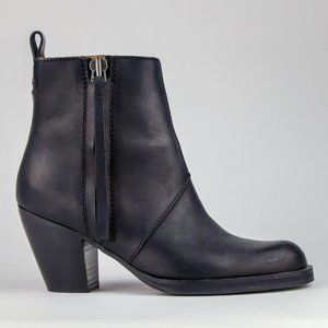 Acne Studios Pistol Black Leather Stacked Heel Boots